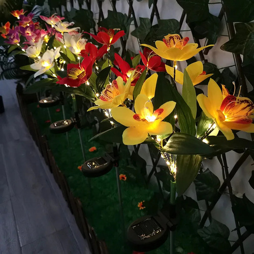 Nueva Lámpara Led Con Luz Solar, Orquídea, Rosa, Césped, Par