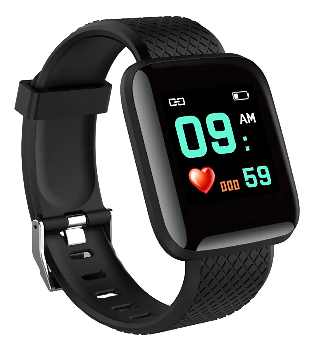Relógio inteligente Smartwatch Bluetooth Sports Smart Band Notificações de pressão arterial, monitor de passos de pulso, carregamento USB, frequência cardíaca clássica, Comerliv, 1 peça, cor preta