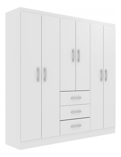 Guarda-roupa Casal Sevilha 6 Portas 3 Gavetas Branco