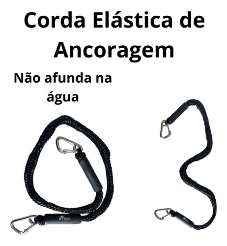 Corda Com 2 Mosquetões Para Amarrar Jetski 1,2-1,8m Preto