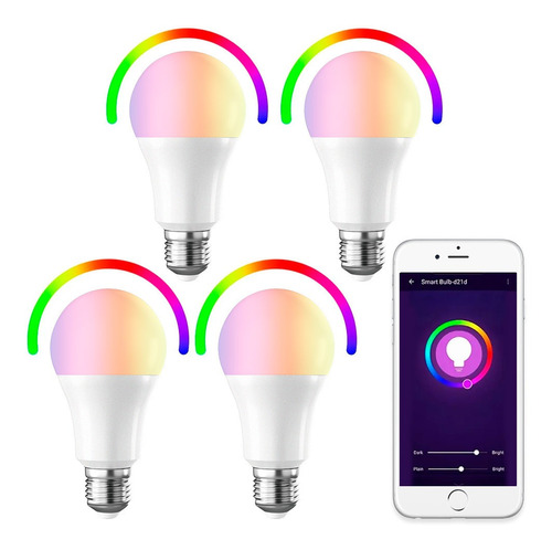 4 Foco Led Inteligente Rgbcw Wifi 9w Ajustable Multicolor Color de la luz RGB