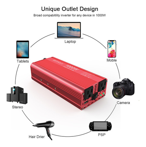 Inversor De Corriente Del Coche Ebtools 1000w/2000w Inversor