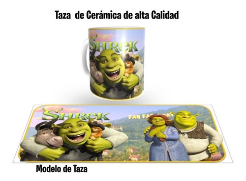 Taza De Ceramica 320 Ml, Modelo, Shrek