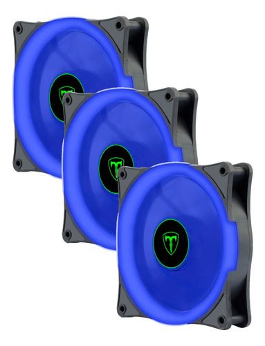 Kit 3 Cooler Azul 120mm Gamer Tgf-200b Ring De Led Azul