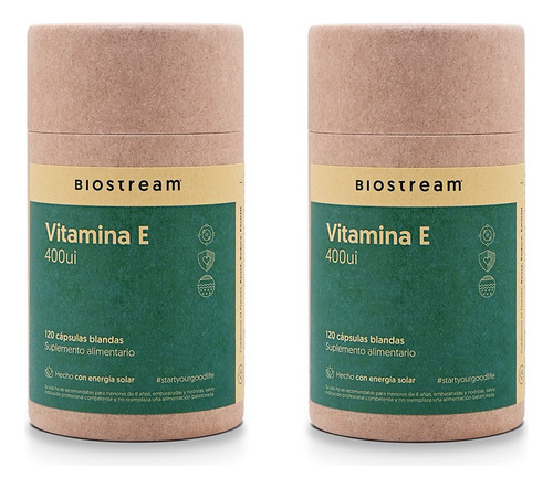 Pack X2 Vitamina E 400ui 120 Cápsulas Biostream
