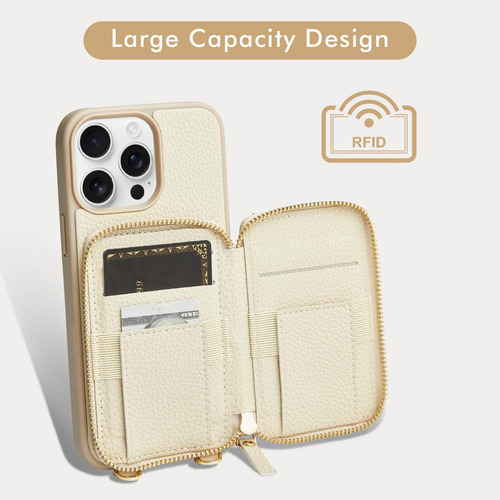 Funda Tipo Cartera Lameeku Para iPhone 15 Pro Con Tarjetero De 6.1 Pulgadas