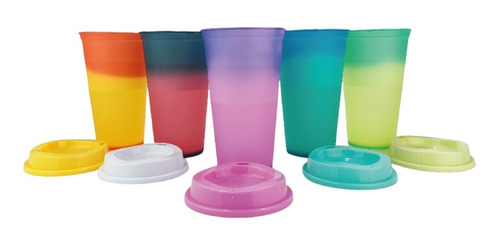 Vasos Mágicos Cambian Color Con Tapa Reusable Cafetero