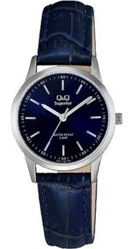 Reloj Para Mujer Q&q Superior S281j312y Azul Color de la correa Plateado