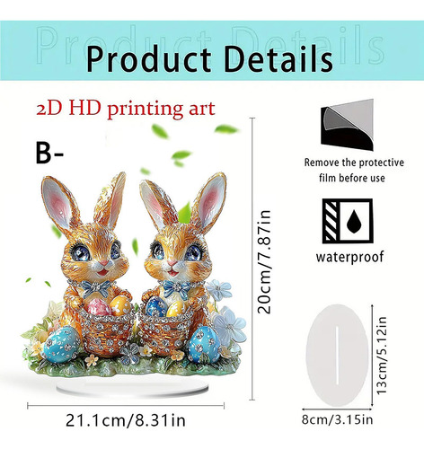 Adorno Acrílico Plano 2d De Pascua, Estatuilla De Estilo B