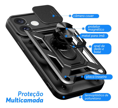 Capa Capinha Case P/ iPhone 16 Plus - Protetora Militar