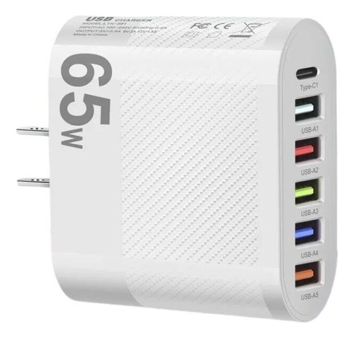 Cargador Universal Usb 3.1a De 5 Puertos 65w Para Celular