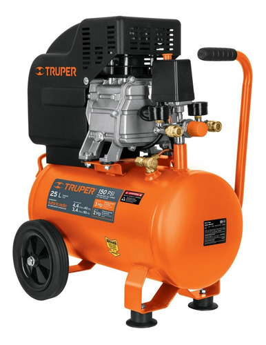 Compresor de aire eléctrico portátil Truper COMP-25LT monofásico 25L 2hp 120V 60Hz naranja