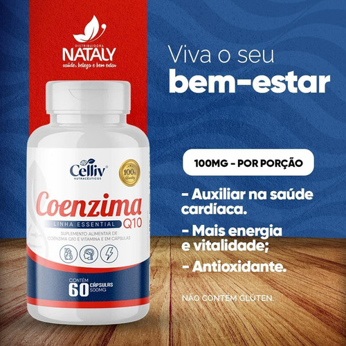 Kit Com 3 - Coenzima Q10 100mg Por Porção 60 Cápsulas Celliv