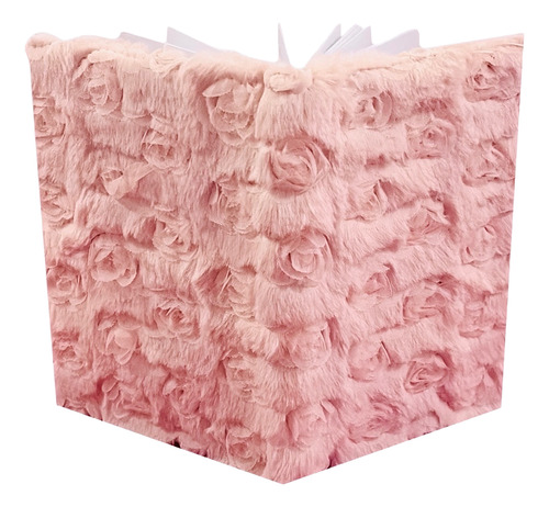 Libreta De Peluche De Raya Con Diseño De Rosas - 100 Hojas Rosa