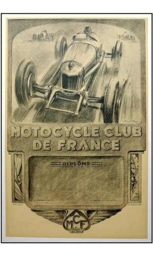 Lienzo Canvas Diploma Club Motociclismo Francia 1926 76x50