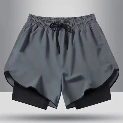 Pantalones Cortos Deportivos De Doble Capa Para Hombre, Pant