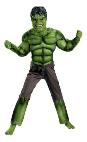 Disfraz Hulk Con Músculos Máscara Traje Exclusivo Superhéroe