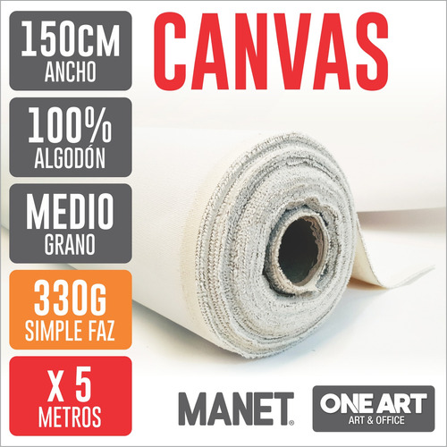 Rollo Tela Canvas Bastidor Manet 330g 1,60m X 5m