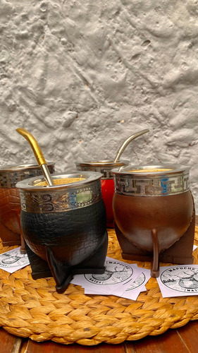 Mate Imperial Grabado + Bombilla (virola De Acero) Negro