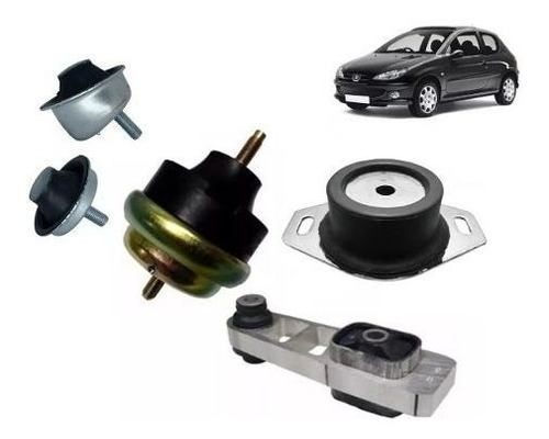 Kit Coxim Calço Motor + Lateral + Câmbio Peugeot 206 1.0 16v