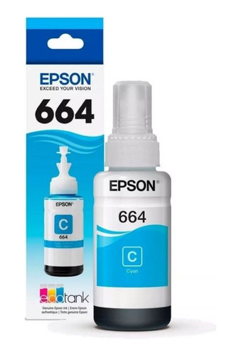 Botella De Tinta T664 Cian Epson L120 L200 L210 