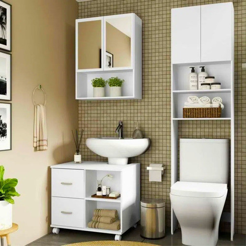 Estante Aereo Multiuso Smart Blanco Con Espejo - Be Design