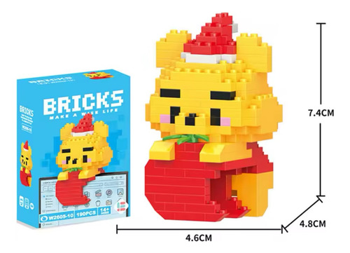 Mini Bloco De Montar Desenho Animado Bricks Com 207 Peças