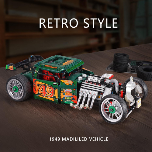 Misini 10509 Hot Rod 1949 Juego De Bloques De Construcción D