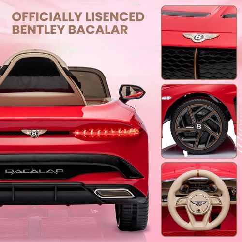 Vehículo P/niños Estilo Bentley Bacalar C/luces; 12 V; Rojo
