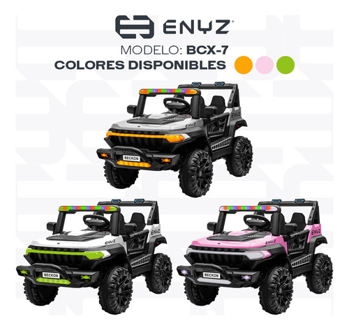 Camioneta Montable Eléctrico Con Control Remoto Para Niña Niño Con Asientos De Piel Carro Todo Terreno Bcx-7 Rosa Delfin Enyz Led Neon Y Muticolor Música Bluetooth Edades De 2 A 5 Años