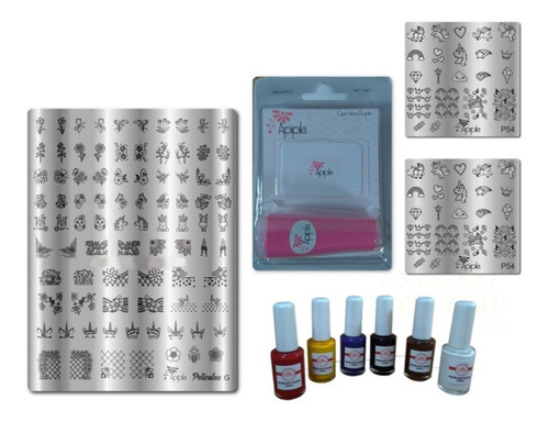 Kit Placas E Carimbo Unicórnio Sereia Grátis Carimbo+esmalte