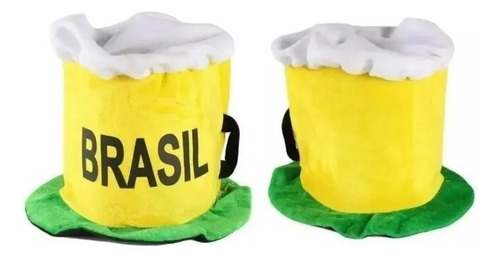 Chapéu Cartola Alta Caneca Chopp Brasil Copa Do Mundo Cor Amarelo