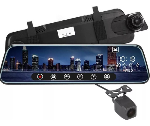 Espejo Retrovisor Con Camara Táctil Dual Full Hd Dvr 1080p