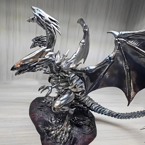 Figura 3 Cabezas Dragon Blancos Ojos Azules Yugioh 25cm