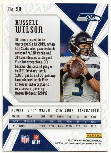 2020 Phoenix - Fire Burst - Russell Wilson Seahawks (Usado)