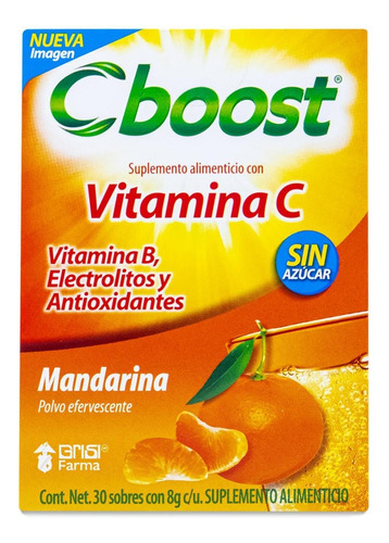 Cboost Vitamina C Polvo Efervescente Sabor Mandarina Con 30 