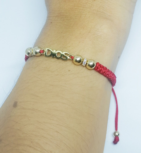 Pulsera Tejida Roja Mujer O Niña Oro Laminado 18k