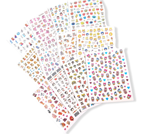 Pack 6 Stickers De Disney Cartoon Surtidos Para Uñas