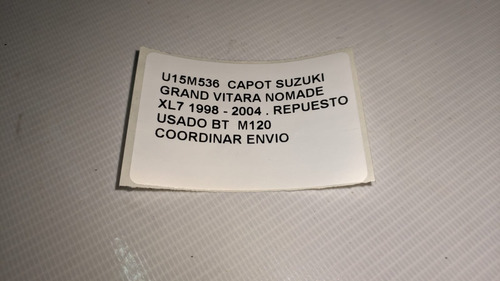 Capot Suzuki Grand Vitara Nomade Xl7 1998 - 2004 (Usado)
