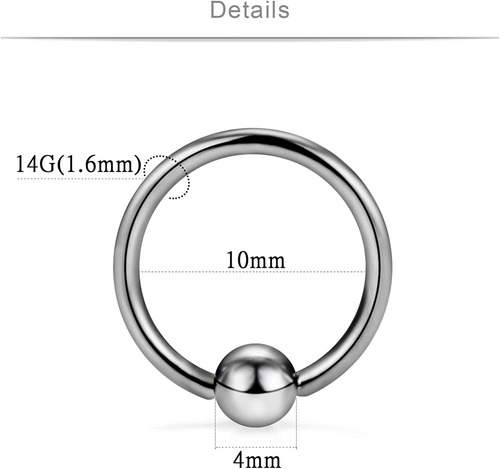 Scerring 2-8 Anillos De Nariz Cautivos De Titanio 14g G23 De
