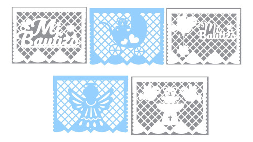 Decoración Papel Picado Bautizo Niño Papel 5 M 10 Piez Nuevo