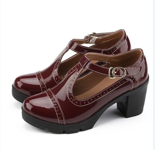 Zapatos Oxford Para Mujer, Tacón Medio, Plataforma Con Cuña