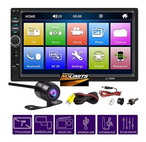 Estereo Pantalla Tactil 7 Bluetooth + Camara Estacionamiento