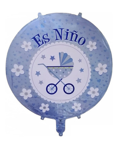 24 Globos Metálicos Baby Shower Es Niño 45cm Con Varillas