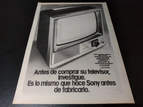 (pb294) Publicidad Clipping Televisor Portatil Sony * 1977