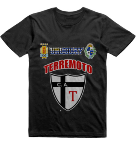 Remera Infantil Negra Uruguay Terremoto Montevideo