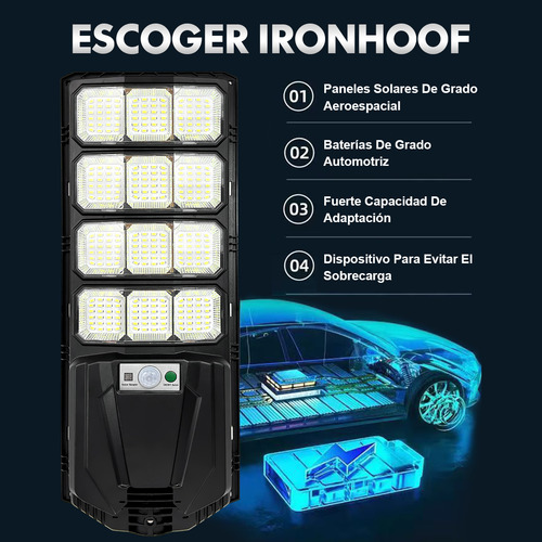 Lámpara Solar Exterior 288 Led Panel IP65 lmpermeable Sensor de Movimiento para Jardin Suburbano Garaje Alumbrado Luz