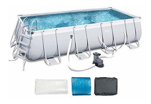 Bestway Power Steel Juego De Piscina De Marco Rectangular De