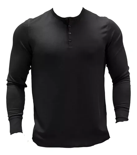 Playeras de manga larga negras sale