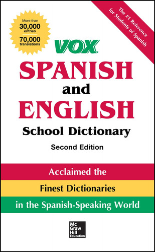 Libro: Diccionario Escolar De Español E Inglés Vox, Tapa Bla